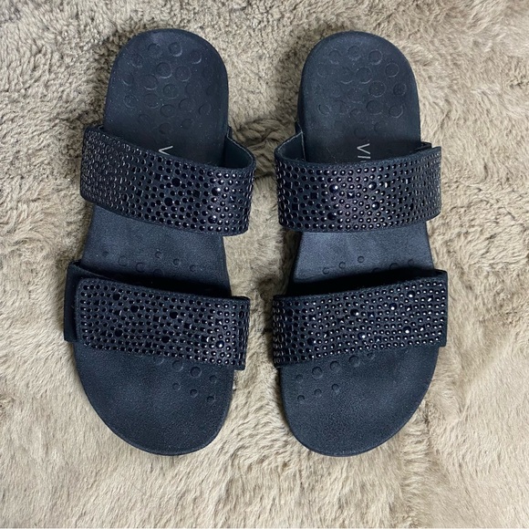 Vionic Black Beaded Slight-Wedge Slide Sandals Size 9 - Picture 5 of 11